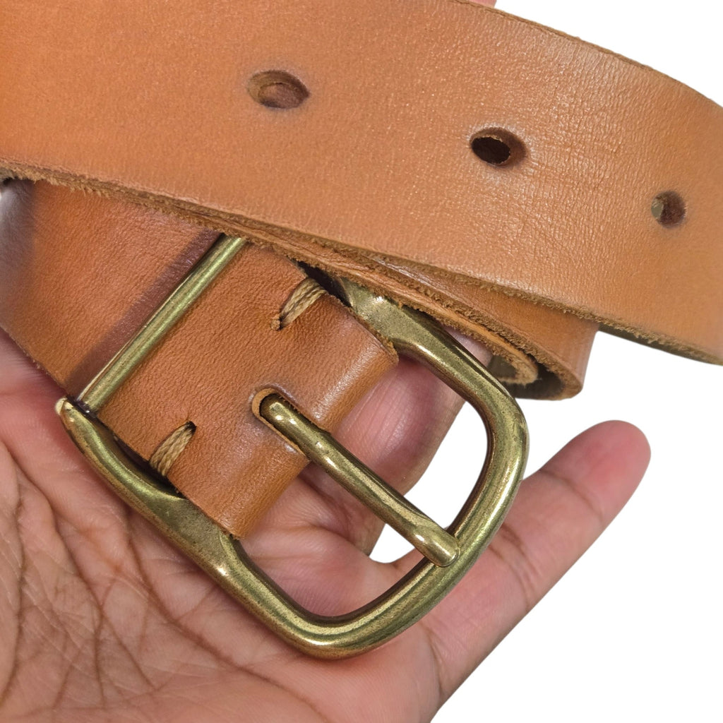 J Crew Belt Light Tan Cognac Brown Leather Classic Square Brass Buckle Classic XS