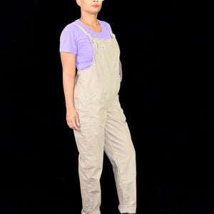 Lucy Yak Original Dungarees Tan Pebble Khaki Bib Overalls Cotton Jumpsuit Size 6 Tall