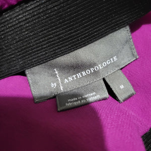 Anthropologie Silky Slip Skirt Purple Magenta Thigh Slit Midi Straight Column Viscose Medium