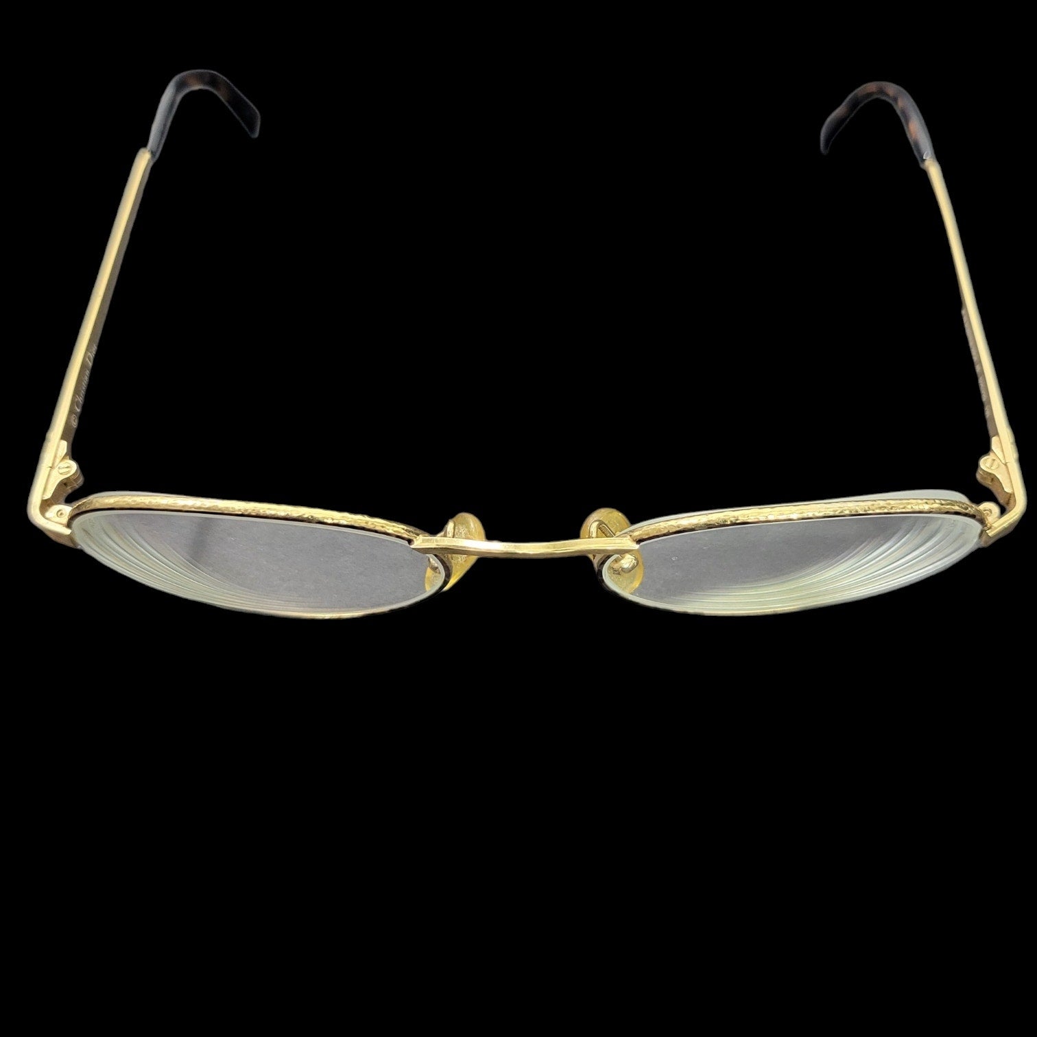 Vintage Christian Dior Metal Wire Frame Glasses Gold Tortoiseshell Oval Logo 2954 Eyeglasses Rx 51 20 130