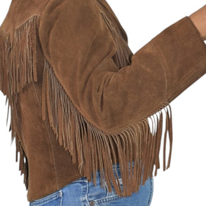 Vintage Ms Pioneer Suede Fringe Jacket Brown Cropped Leather 70s 80s Easy Rider Size Medium