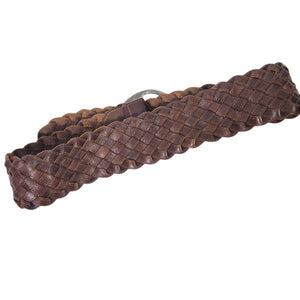 Banana Republic Wide Braided Leather Belt Brown Vintage Classic Woven Waist Size XS