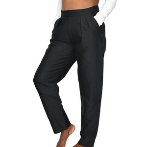 Max Mara Pianoforte Trousers Black Pants Matte High Waist Balloon Barrel Taper Leg Dress 8