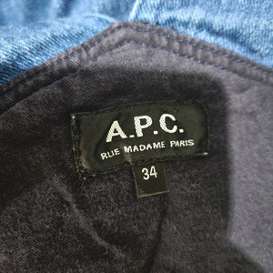 APC Arizona Bib Overalls Blue Denim Dungarees Cotton Jumpsuit Carpenter Medium Wash Straight Leg 34 XS