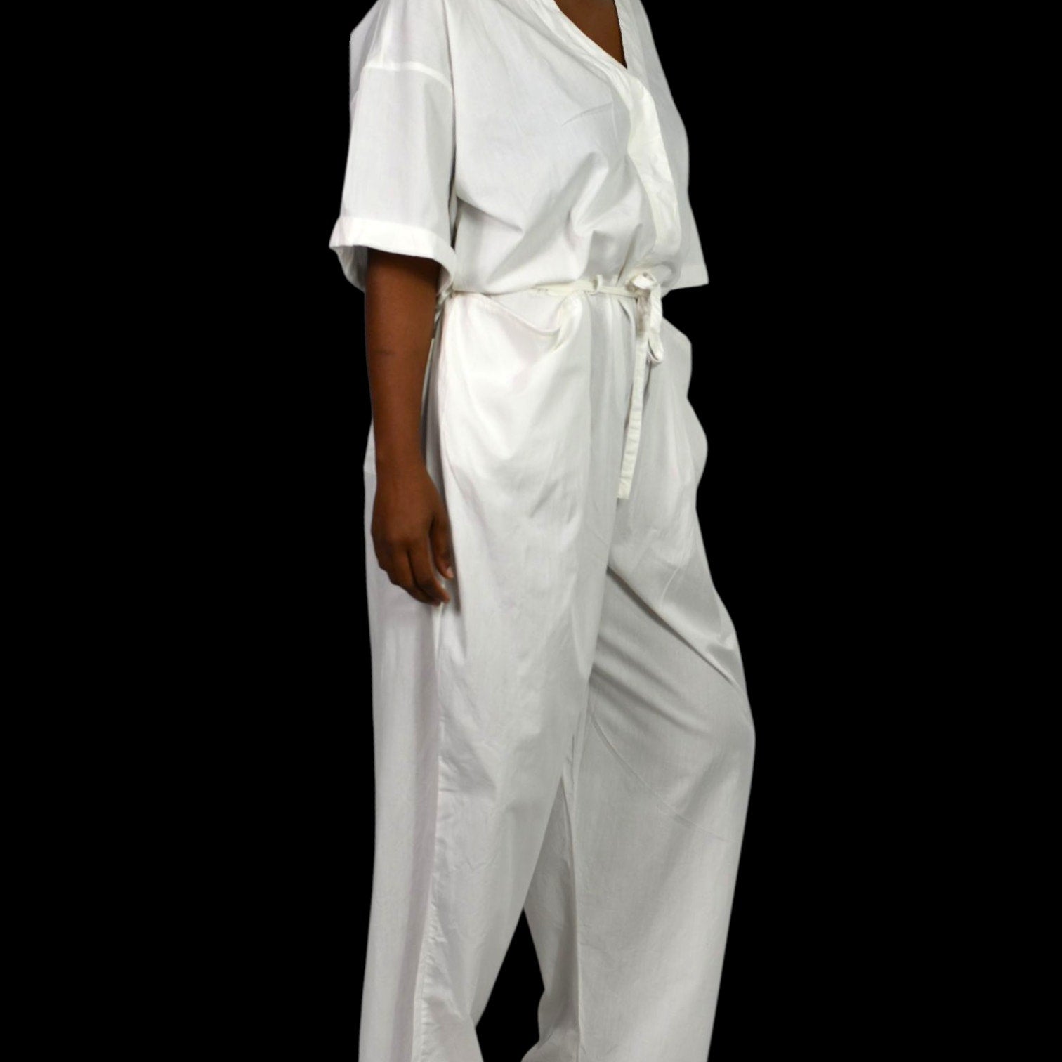 Free People Feels So Right Jumpsuit White One Piece Oversized Belted Casual Baggy Small