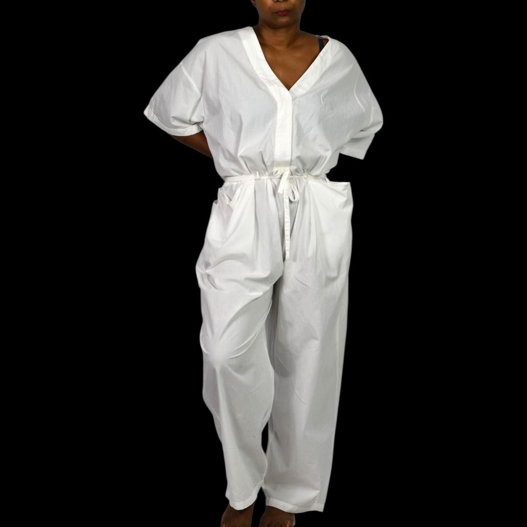 Free People Feels So Right Jumpsuit White One Piece Oversized Belted Casual Baggy Small