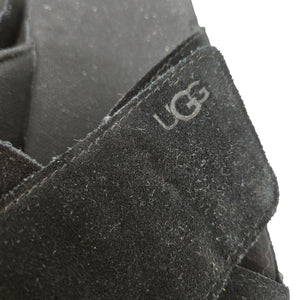 Ugg Goldenstar Cross Slide Sandals Black Platform Open Toe Suede Chunky Lug Sole Flat Form Criss Cross 9