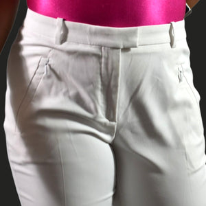 BOSS Hugo Boss Anaita Trousers White Cropped Slim Fit Pants Zip Hem High Rise Dress Classic 6