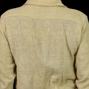 Vintage Cotton Button Down Shirt Tan Oatmeal Woven Gauze India Casual Small Mens