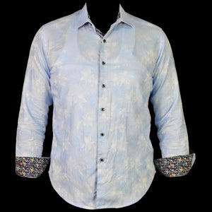 Robert Graham Button Down Shirt Blue Floral Dragon Classic Fit Woven Work Size Medium Mens