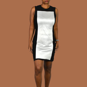 Rag + Bone Lyon Dress Black Silver Mesh Colorblock Monochrome Mesh Sleeveless Shift 6
