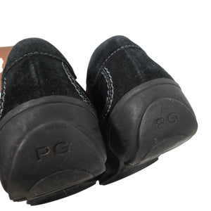 Paul Green Lucy Square Toe Loafers Black Leather Suede Shoes Slip On Low Wedge Comfort 9
