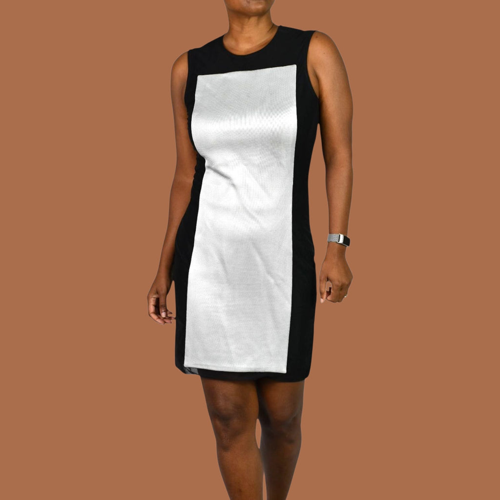 Rag + Bone Lyon Dress Black Silver Mesh Colorblock Monochrome Mesh Sleeveless Shift 6