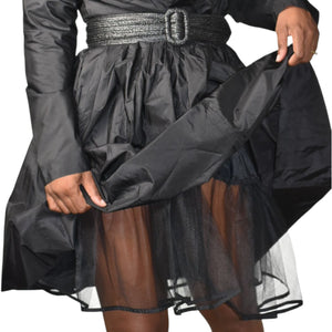 Catherine Regehr Silk Dress Black Wrap Taffeta Evening Formal Shawl Collar Crinoline Henri Bendel Medium