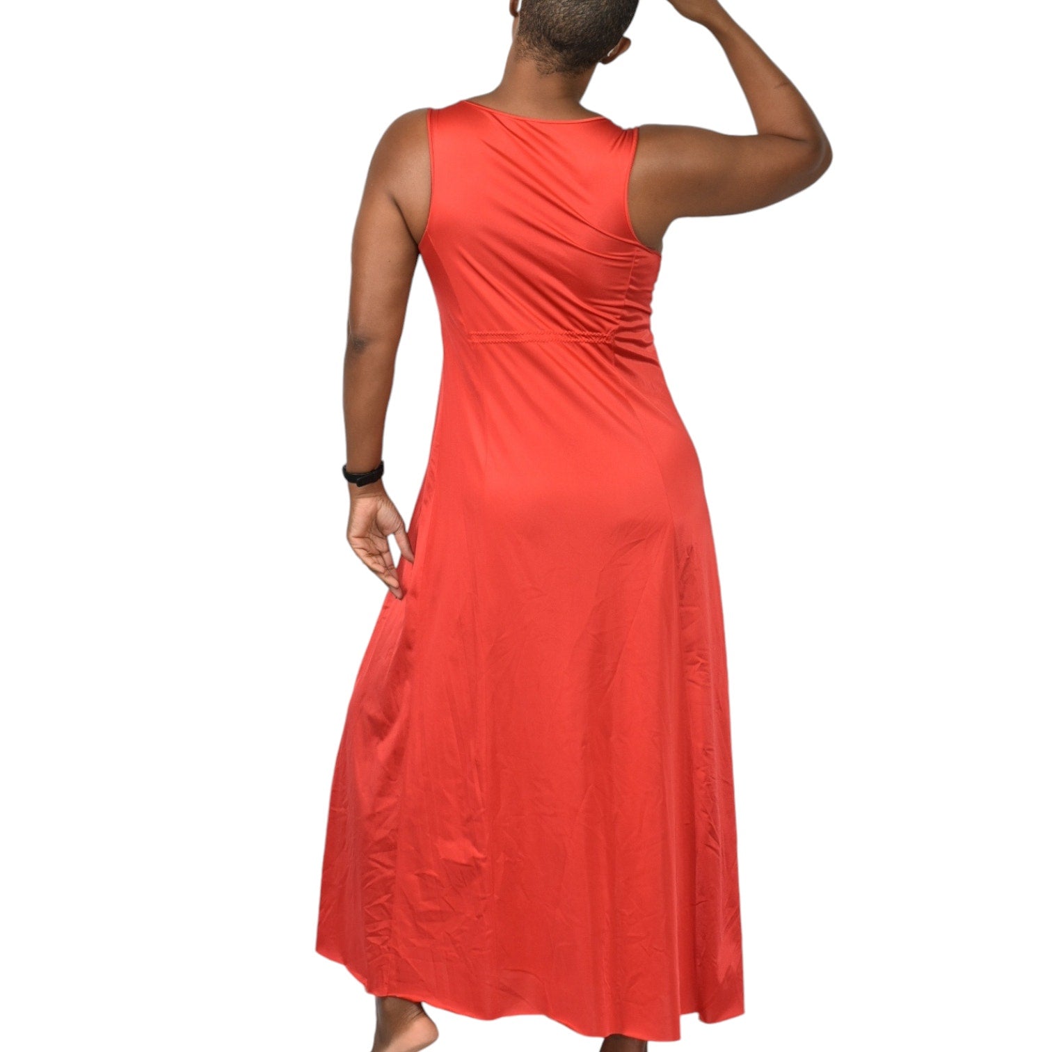 Vintage Vanity Fair Silky Red Nightgown Nylon Goddess Long Maxi Lingerie 70s 80s Size XS