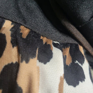 Vintage Leopard Print Jumpsuit Brown Cropped Harem Balloon Yoked 70s Sweetheart Straps Small