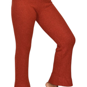 Vintage Young Canada Sweater Knit Pants Red Ribbed Pull On Elastic Flare 70s Small