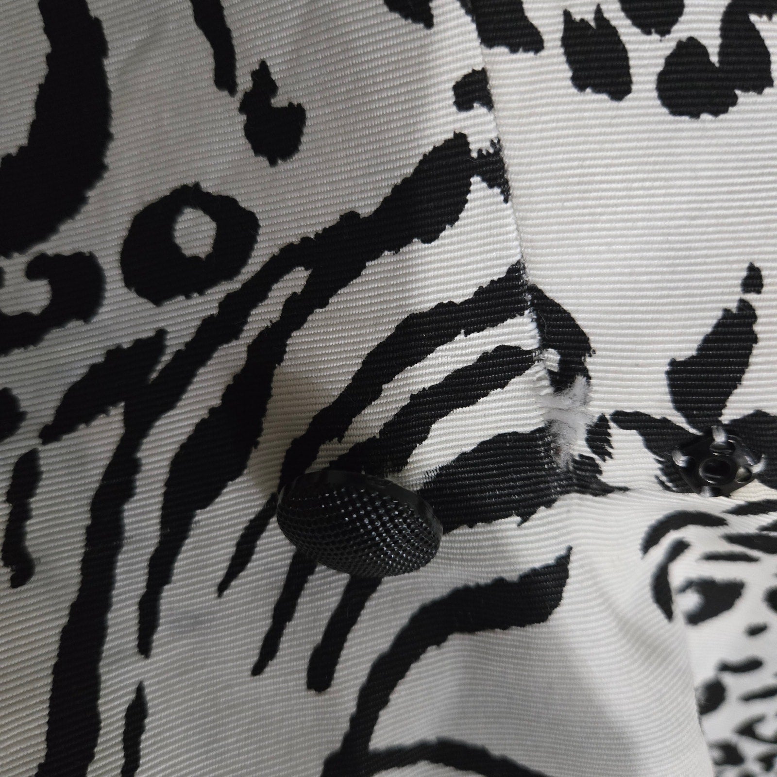 Vintage Jessica Howard 80s Power Blazer Jacket White Black Animal Print Shoulder Pads Peplum Small