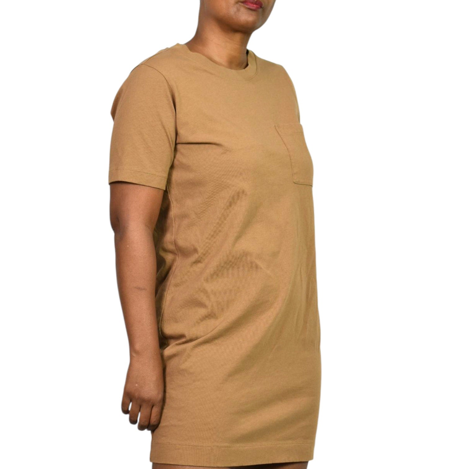 Everlane Cotton T Shirt Dress Tan Khaki Organic Crew Tee Short Sleeve Mini Classic Relaxed Small