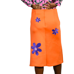 Yayas Designs Daphne Embroidered Skirt Orange Neoprene Retro Cartoon Scooby Doo Medium