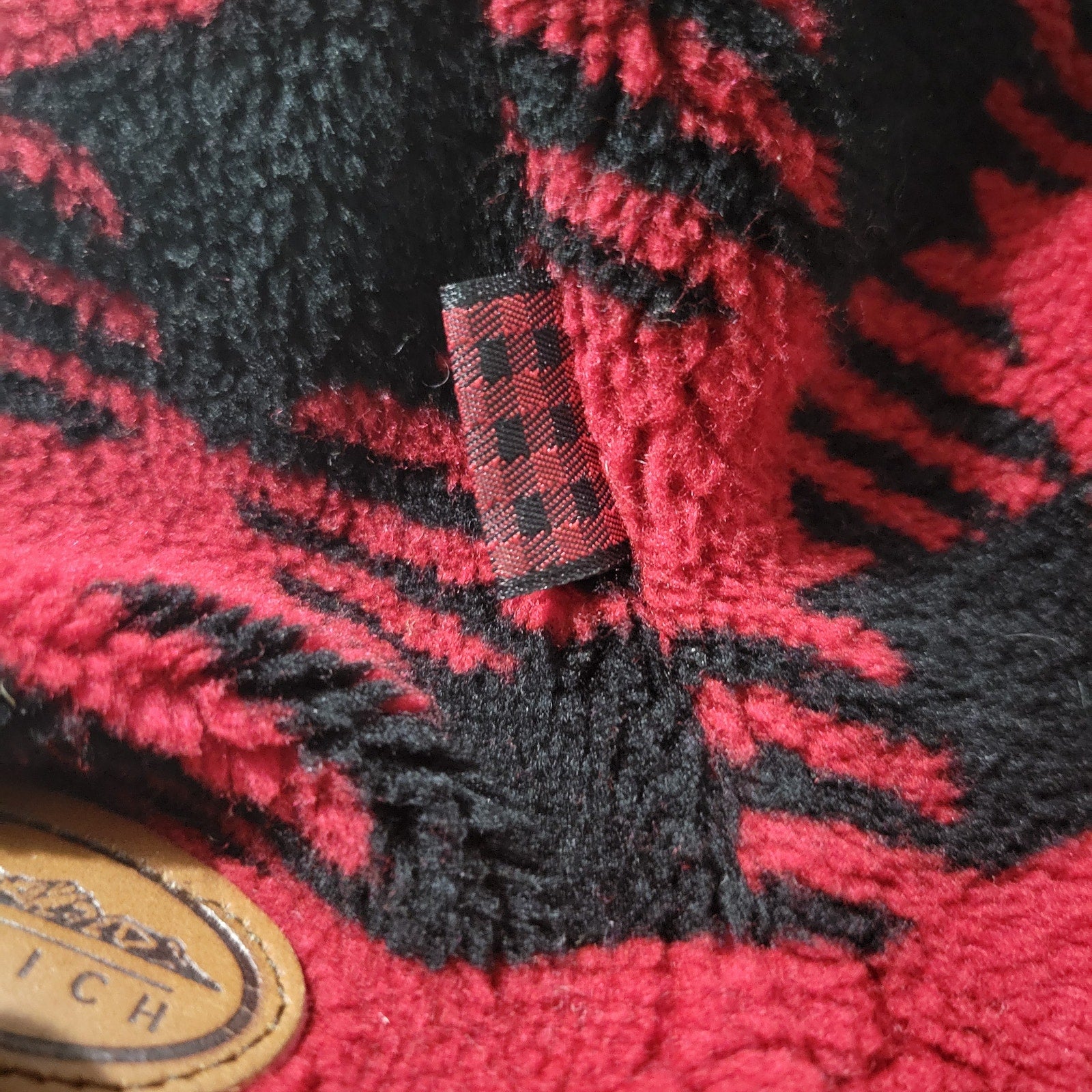 Woolrich Sherpa Fleece Jacket Red Quarter Zip Wolf Buffalo Plaid Ski Southwestern Blanket Size Large