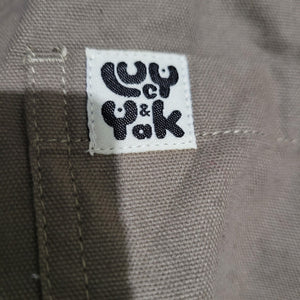 Lucy Yak Original Dungarees Tan Pebble Khaki Bib Overalls Cotton Jumpsuit Size 6 Tall