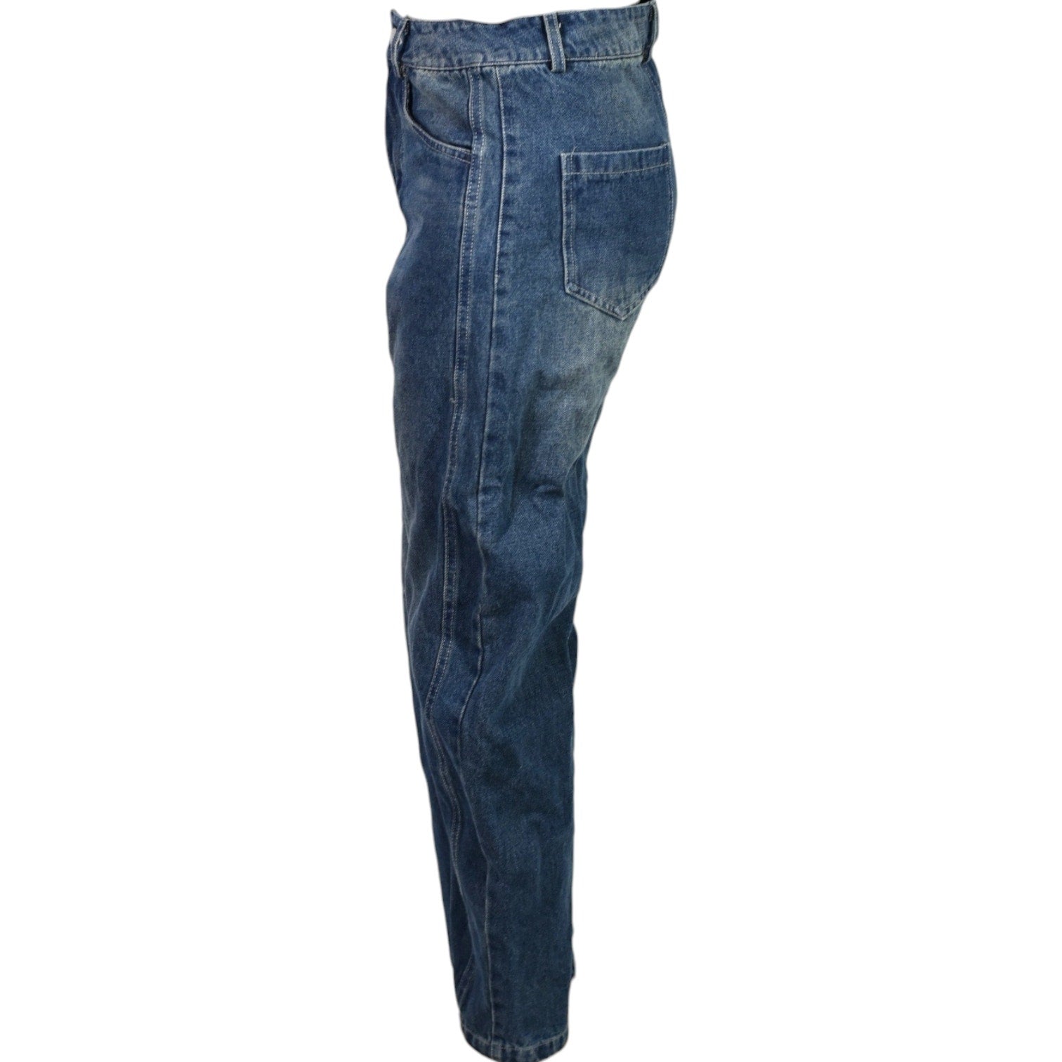 Barrel Leg Jeans Blue Balloon High Waist Medium Wash Baggy Wide Leg Denim Ankle 25 26