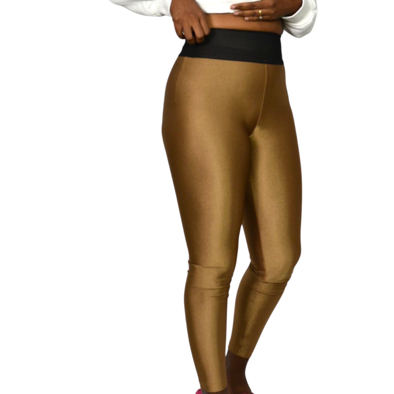 Koral Sonar Sprint Leggings Bronze Brown High Rise Shiny Full Length Ankle Small