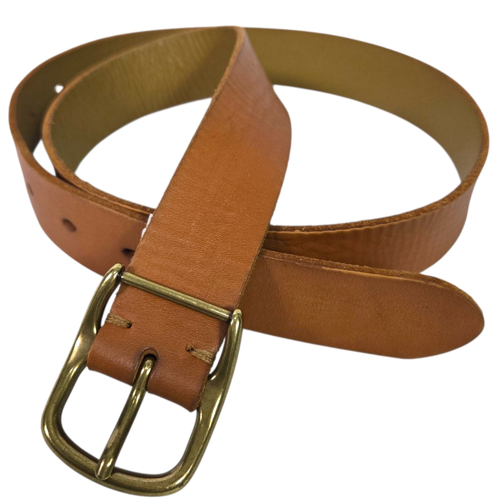 J Crew Belt Light Tan Cognac Brown Leather Classic Square Brass Buckle Classic XS
