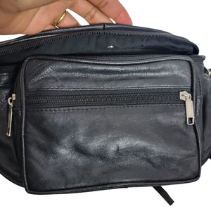 Leather Fringe Fanny Pack Black Adjustable Bum Belt Waist Pouch Retro Sling Waist Bag Unisex