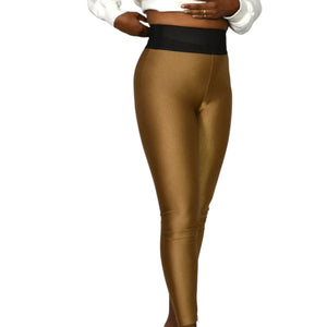 Koral Sonar Sprint Leggings Bronze Brown High Rise Shiny Full Length Ankle Small