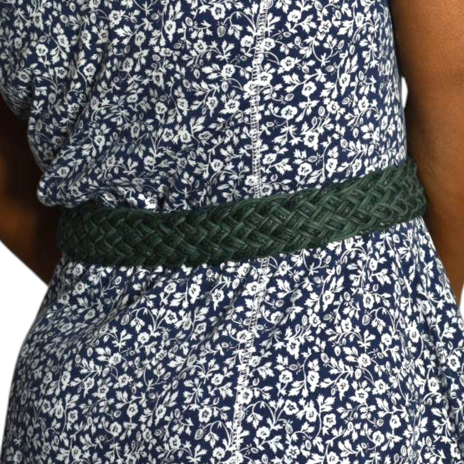 Baer SF Braided Belt Green Leather Mixed Embellished Media Metals Discs Arty Bohemian Handmade