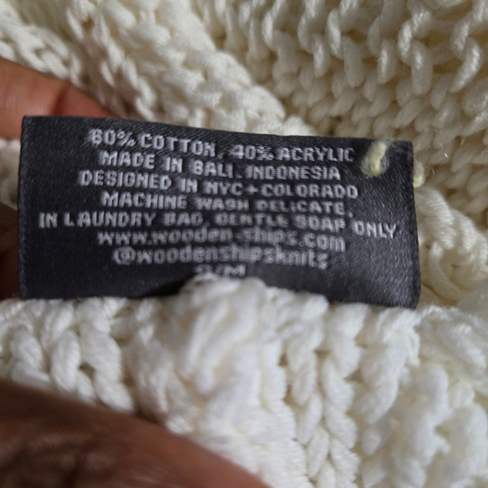 Wooden Ships Maui V Neck White Ivory Pullover Sweater Slouchy Cropped Boxy Side Slits Small Medium