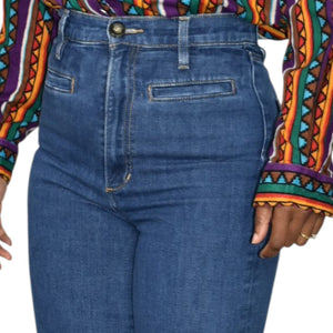 Joes The Kate Jeans Blue High Rise Wide Leg Retro Medium Wash Stretch Denim Impressive Trouser 26