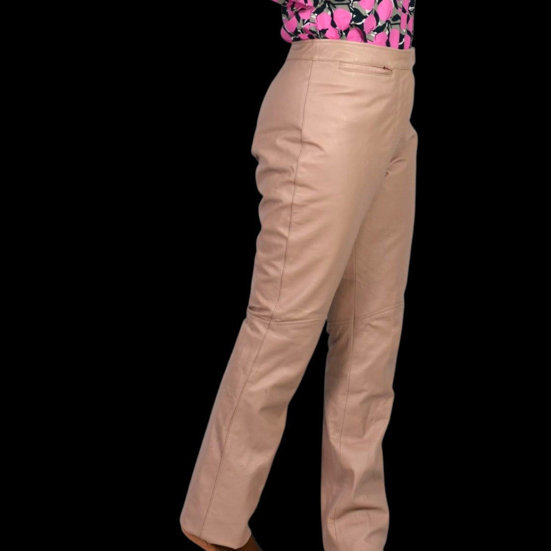 Vintage Wilsons Maxima Leather Pants Pink Blush Straight High Waist Deadstock 28 6