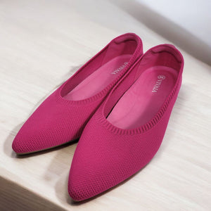 Vivaia Aria 5 Flats Pink Pitaya Pointed Toe Ballet Knit Slip On Shoe Washable 38