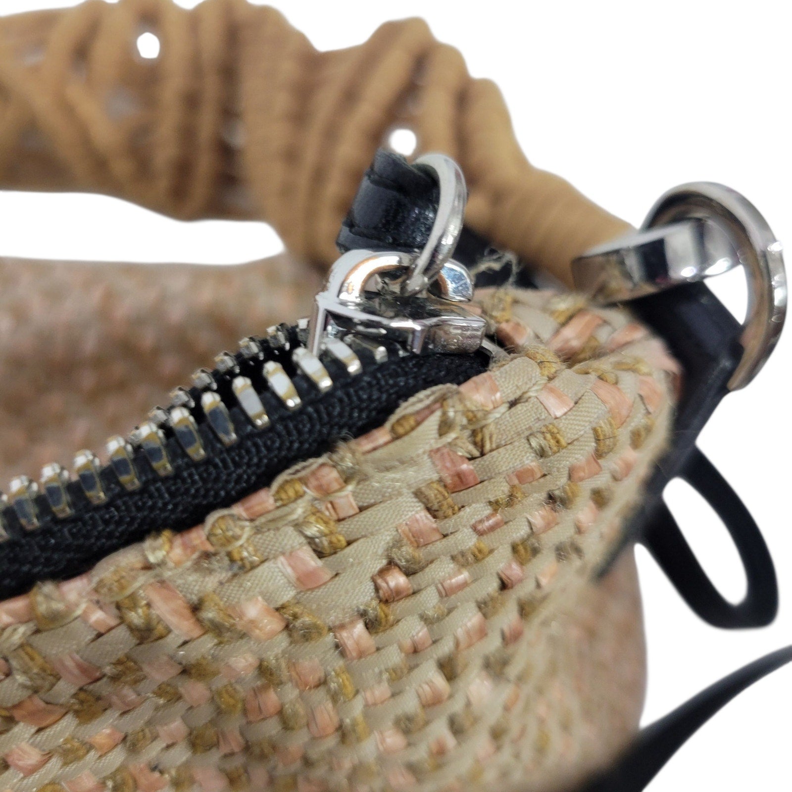 Gianni Chiarini Firenze Straw Bag Tan Woven Shoulder Slouchy Hobo Raffia Leather