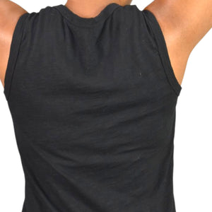 Wilt Black Slant Hem Tank Top Black Sleeveless Tee Angled Slub Jersey Asymmetric Casual Travel XS