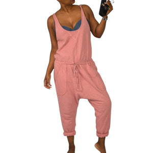 Intimately Free People On A Cloud Romper Peach Harem One Piece Jumpsuit Gauzy Tapered Casual Sleeveless Lounge Oversized XS