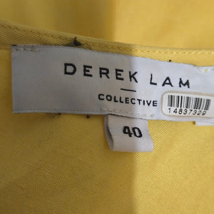 Derek Lam Twist Front Midi Dress Yellow Waist Cutout Poplin Cotton Tiered Medium 40 8