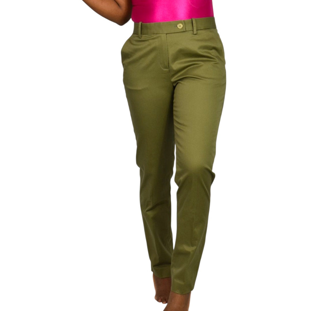 Brooks Brothers Advantage Chino Pants Green Olive Cotton Wrinkle Free Trousers Work Stretch Tapered Mid Rise 4