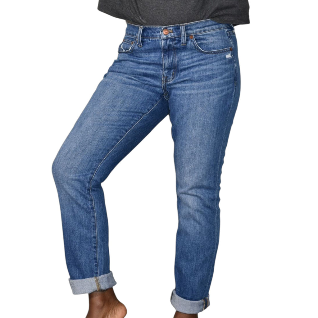 Madewell Slim Boyjean Blue Boyfriend Jeans Denim Straight Mid Rise Relaxed Medium Wash 27