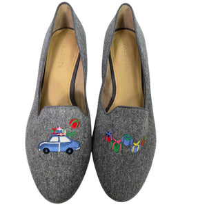 Talbots Ryan Holiday Loafers Grey Christmas Gifts Flats Embroidered Novelty Festive XMas Shoes 10