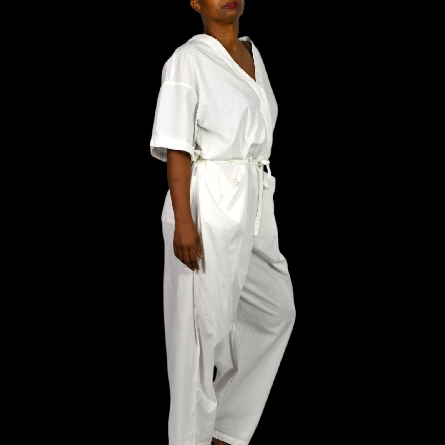 Free People Feels So Right Jumpsuit White One Piece Oversized Belted Casual Baggy Small