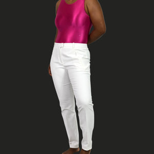 BOSS Hugo Boss Anaita Trousers White Cropped Slim Fit Pants Zip Hem High Rise Dress Classic 6