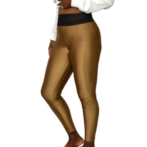 Koral Sonar Sprint Leggings Bronze Brown High Rise Shiny Full Length Ankle Small