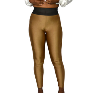 Koral Sonar Sprint Leggings Bronze Brown High Rise Shiny Full Length Ankle Small