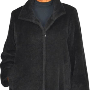 Cinzia Rocca Llama Faux Fur Coat Black Long Maxi Coat Side Slits Luxury Piacenza Wool Blend 2