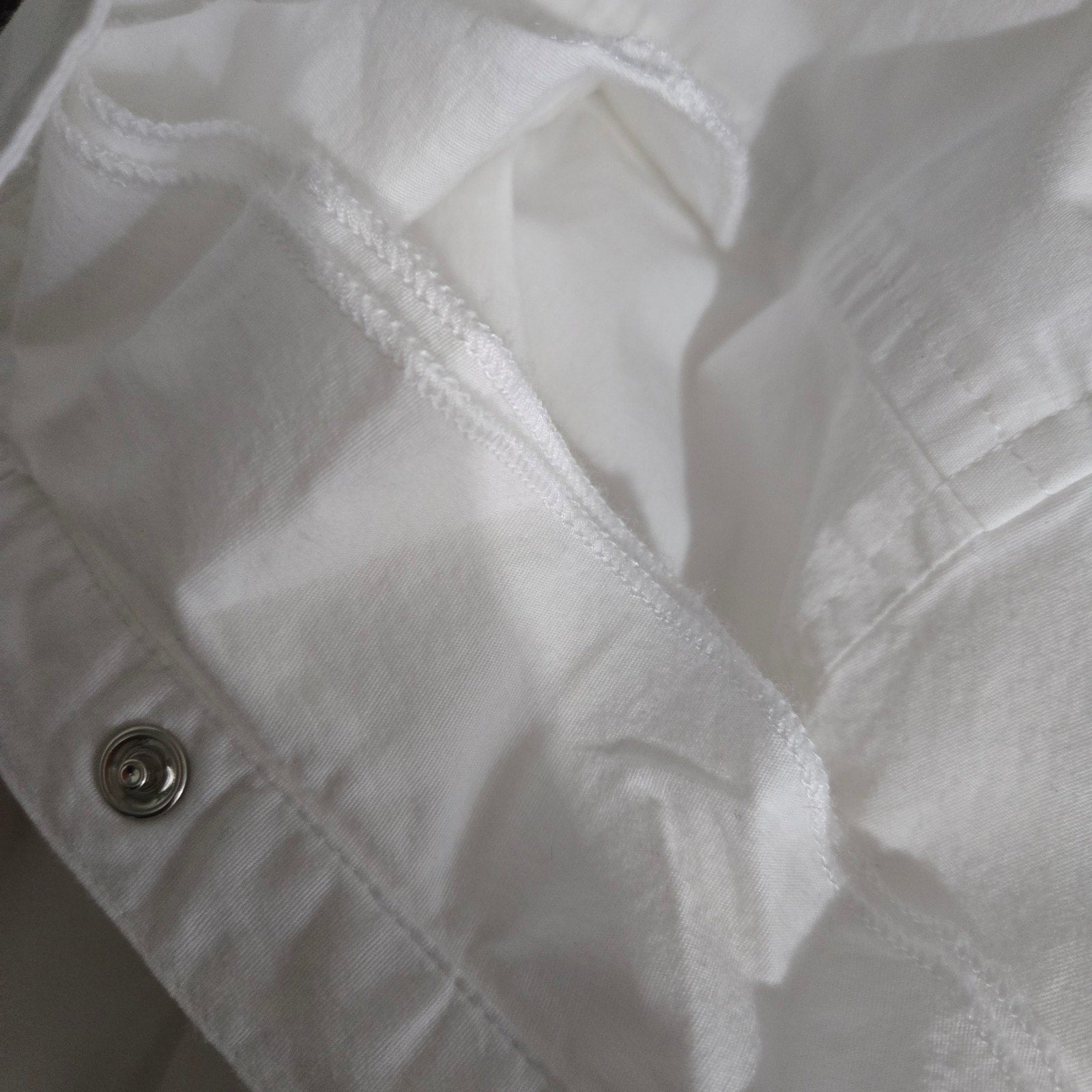 Back in the Saddle White Shirt Equestrian Cowgirl Collared Button Front Ruffled Fitted Tailored Large