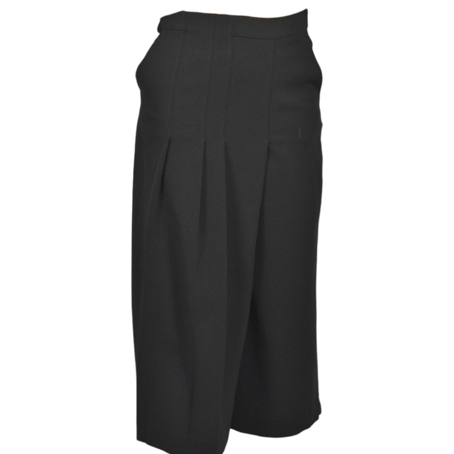 Goldi Knife Pleat Cropped Pants Black Crepe Dress Evening Trousers Skirt Skort Small